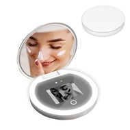 UV Mirror Camera with Light, 2X Magnification, Travel Makeup, 3.5in Pocket Size, for Sunscreen Testi