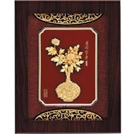 立體金箔畫 黃金畫 純金(花開富貴) 27x34cm免運費【華真藝廊】