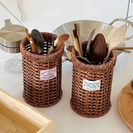 Japanese Artificial Rattan Storage Tube, Tableware Chopsticks Fork Spoon Storage Tube