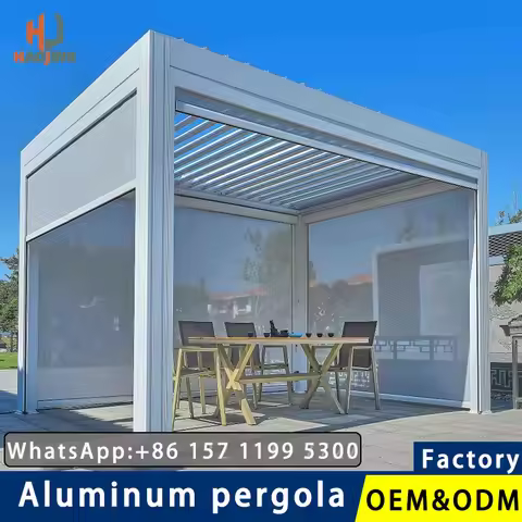 Outdoor Garden Gazebo Sun Room Waterproof Aluminum Pavillion 4x3 3x6 Electric Metal Louvred Pergola 