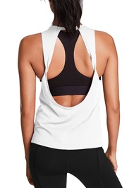 Mippo Workout Tops for Women Open Back Yoga Shirts Tank Tops Athletic Tops Gym Workout Clothes