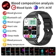 2025 AI Medical Diagnosis Blood Lipids Uric Acid Blood Glucose Smart Watch Men ECG+PPG Fitness Track