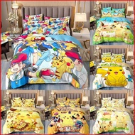PS3 Pokemon Pikachu Suit Bed Sheet Quilt Cover Pillowcase Premium Quality Bedding Set Washable Home 