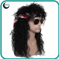 APPEAR Halloween Party Cosplay Wig, Curvy Fluffy 70s 80s Rockstar Wig, High Quality Punk Long Mullet