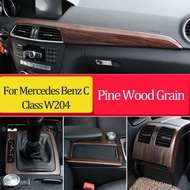 Pine Wood Grain For Mercedes Benz C Class W204 C180 C200 2007-2013 Car Interior Decoration Stickers 