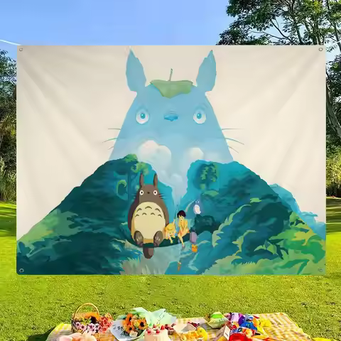 Kwaii Anime T-My M-Neighbor T-Totoro Family Gatherings Outdoor Atmosphere Flags Camping Decorations 