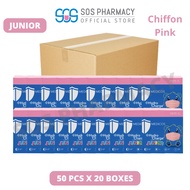 MEDICOS HydroCharge Junior 4ply Surgical Face Mask  Cotton Pink (50's x 20 Boxes) - 1 Carton