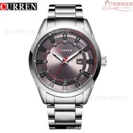 新款 CURREN 卡瑞恩8246男士鋼帶手錶 商務休閒防水日曆石英腕錶