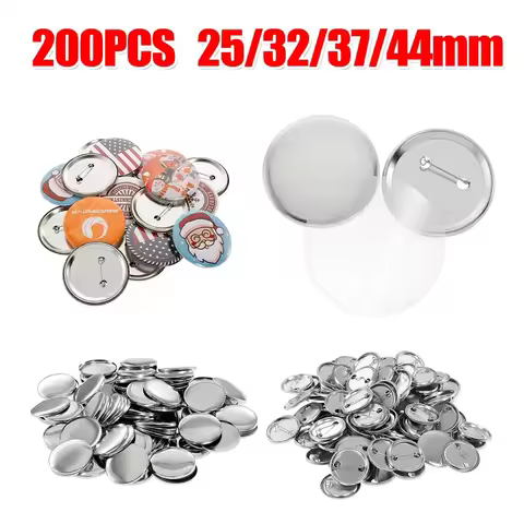 200PCS Metal Blank Badge Pin Button Maker Parts 25/32/37/44mm for DIY Pin Badge Maker DIY Pin Badge 