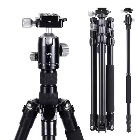 Travel Tripod Travel Tripod for Camera DSLR Aluminum Camera Tripod Stand 33lb Load Capacity 360° Pan