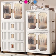 Large 65-85cm Adult Double Open Doors Wardrobe Storage Moveable Folding Stackable Cabinet
