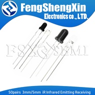 50pairs LED 3mm 5mm 940nm IR Infrared Emitting Receiving Diode Round Tube Light 5mm 940nm