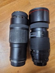 (數十年唔知價，自出價高者得)   TOKINA AT-X 80-200mm + Canon EF 70-210mm 1:4. Sony"SAL 1855"鏡頭共4支