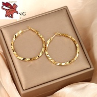 Gold 916 Original Earrings geometric diamond twist earrings Korean version simple fashion exaggerated earrings jewelry women