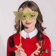 tooppoo] Masquerade Mask with Holding Stick, Venetian Half Face Mask for Women new