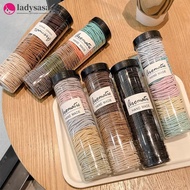 Ladysasa 100-Pack Seamless Hair Elastics Ponytail Holders Solid Color Invisible Hair Rings Simple Ha