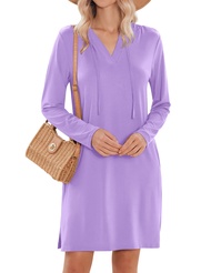 Womens UPF 50+ Cover-Up Dress Beach SPF Sun Protection Long Sleeve Shirts Dress Lightweight Athletic