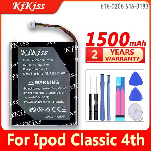 KiKiss Battery 616-0206 616-0183 1500mAh For Apple Ipod Classic 4th gen/Photo U2 A1059 20 40GB Bater