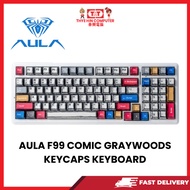 AULA F99 COMIC GRAYWOODS KEYCAPS KEYBOARD