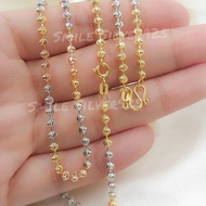 สร้อยคอเงินแท้92.5%ชุบ3กษัตริย์ ลายBall moon cut ขนาด3mm.