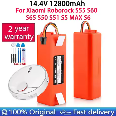 12800mAh 14.4v roborock s50 battery brr 2p4s 5200d original battery for Xiaomi Robot Roborock S50 S5