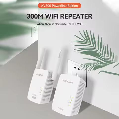 PIX-LINK PL01 AV600 Powerline WiFi Extender 600Mbps Powerline 300Mbps 2.4GHz Repeater Plug and Play 