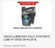 YACCO LUBRICANT FULLY SYNTHETIC LUBE HY 0W20 SN PLUS 4L