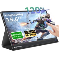 Dopesplay 120Hz Portable Monitor, 15.6'' Touch Screen 1080P FHD Laptop External Second Ultra SlimTravel  Screen Computer Monitor with Smart Cover for Laptop