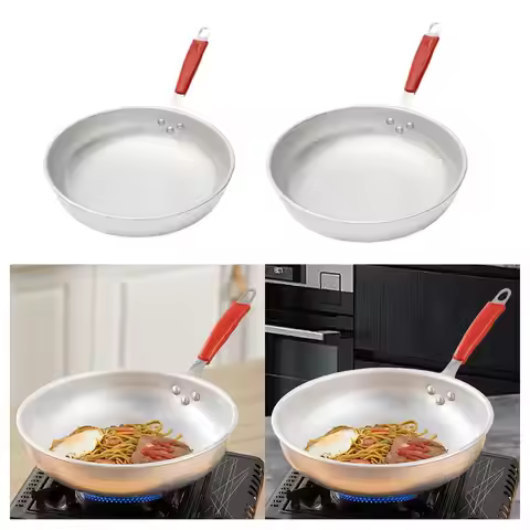 Saute Pan Fry Pan Professional Anti Stain Cookware Induction Compatible Cooking Silver Aluminum Deep