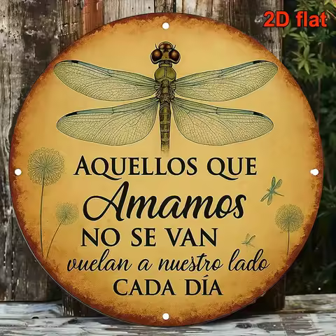1pc, Round Spanish Aluminum Sign, Vintage Decorative Plaque About 'Those We Love Are Always with Us'