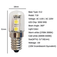 E17 E12 E14 110/220V นำตู้เย็นหลอดไฟตู้เย็นโคมไฟ LED หลอดไฟข้าวโพด1W สีขาว/อบอุ่นสีขาวเปลี่ยนไฟโคมระ