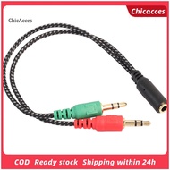 ChicAcces 35mm 2 Male Plug to 1 Female Jack Audio Mic Headset Splitter Adapter Cable