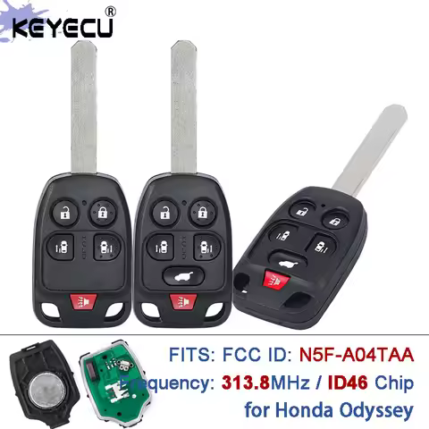 KEYECU N5F-A04TAA 313.8MHz ID46 5/6 button Remote Key Fob for Honda Odyssey 2011 2012 2013 2014
