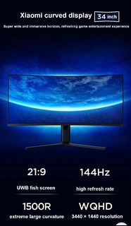 Xiaomi curved  4k  34inch 144HZ GAMING MONITOR
