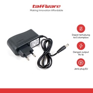Taffware Power Supply Adaptor EU 9V 1A 5mm Polarity Center Positive - YErY-0910 - Black