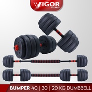 Vigor Fitness Bumper Plate Dumbbell Barbell With Connector (20kg / 30kg / 40kg x 40cm)