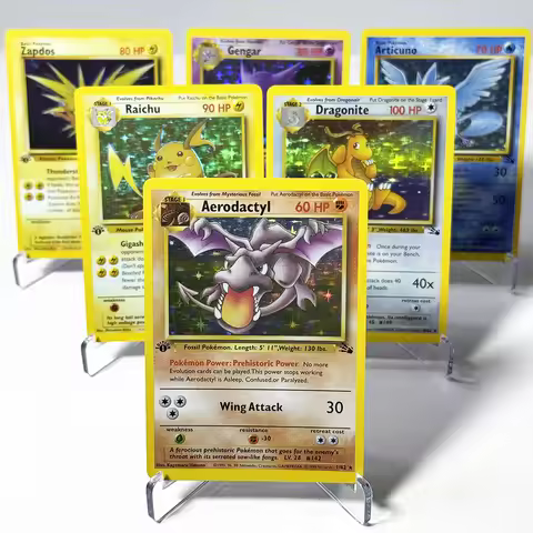 PKM 1st Fossil Foil Proxy Game DIY rare Cards PTCG Aerodactyl Articuno Gengar Zapdos Lapras Moltres 