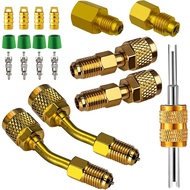 R410a Adapter for Mini Split System,5/16 Female SAE to 1/4 Male Flare,1/2’’ to 1/4’’ Refrigerant Tan