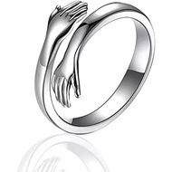 Stainless Steel Hug Couple Ring | Adjustable Promise Ring | Romantic Gift for Couples