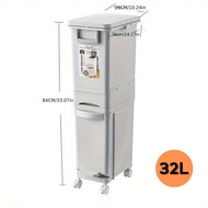 นวัตกรรมถังขยะ 2 in 1 ความจุ 29L/32L! ดีไซน์แยกชั้นขยะเปียก-แห้ง ฝาปิด ล้อเข็นเอนกประสงค์ HE0046-47