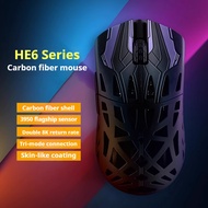 IROK HE6Ultra คาร์บอนไฟเบอร์เมาส์ไร้สายตรวจสอบจำลองที่สาม PAW3950้ำหนักเบาและออกแบบตามหลักสรีรศาสตร์