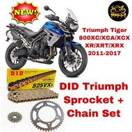 **DID Triumph Sprocket + Chain Set 525VX 3 JOMTHAI + DID ORIGINAL JAPAN Triumph 800 Tiger XC / XCA /