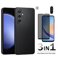 Samsung A36 5G - A26 5G 3in1 PACKAGE Softcase Black Matte Tempered Glass Camera Lens Casing Case hp 