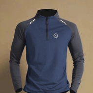Áo Thun Chạy Bộ Thể Thao Nam Tay Dài Nhanh Khô Nửa Khóa Áo Khoác Thể Thao Chạy Bộ Tập Luyện Thể Dục