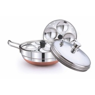Diamond Induction Multi Kadai Steamer Pot  Stainless Steel with Copper Bottom Idli Dhokla Momos Make