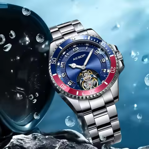 AESOP Flying Tourbillon Mechanical Hand Wind Wristwatch Waterproof Sapphire Mirror Stainless Steel M