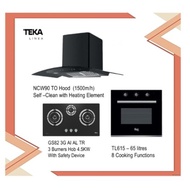 Teka NCW 90 T30 Self Cleaning Hood System (1500m3/h) + Hob GS82 AI AL (4.2KW) + TL 615 B Oven (8 Cooking Functions)