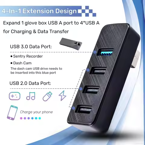 Docking Station For Tesla Model 3 Highland Model Y Juniper Cybertruck YL Glove Box USB Hub Expansion