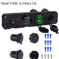 เครื่องวัดแรงดันไฟฟ้าแบบดิจิตอลแอลอีดีแผงสวิตช์ DC 12V/24V 6 Gang Rocker USB คู่พอร์ตเบรกเกอร์ไฟเปิด