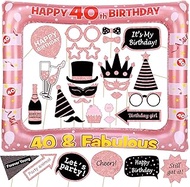 40th Birthday Photo Props 30 Pieces Photo Box Accessories and 1 Piece Photo Frame Inflatable Photo P